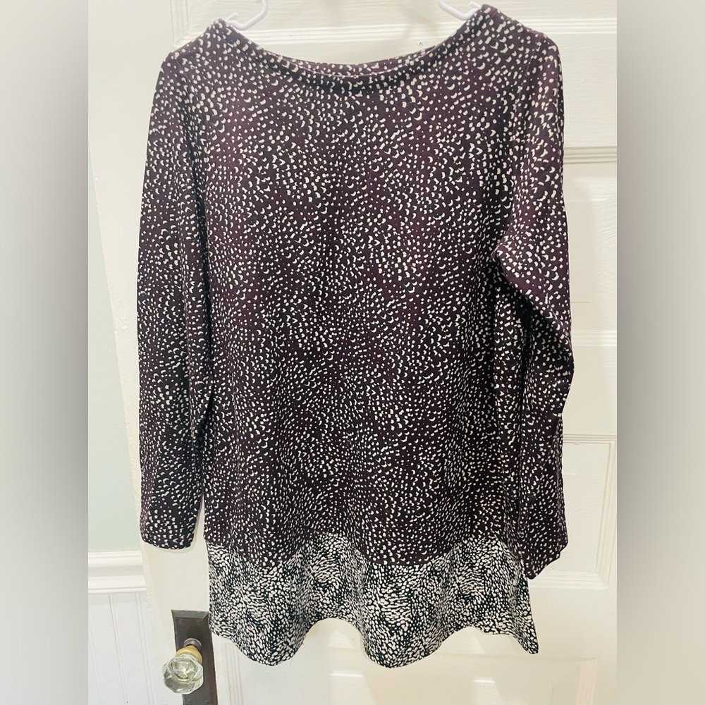 J. Jill Brown and Cream Patterned Top, Tunic, Size Small